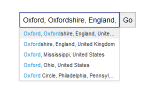 Auto-suggestion geocoding in operation