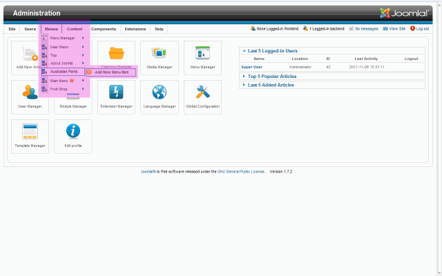 Joomla Step 1