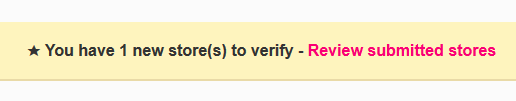 Link shown when a new store is submitted